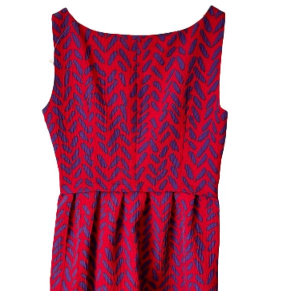 Moschino Sleeveless V-Neck Fit/Flare Dress - Red/Purple - 12 - Picture 5 of 12